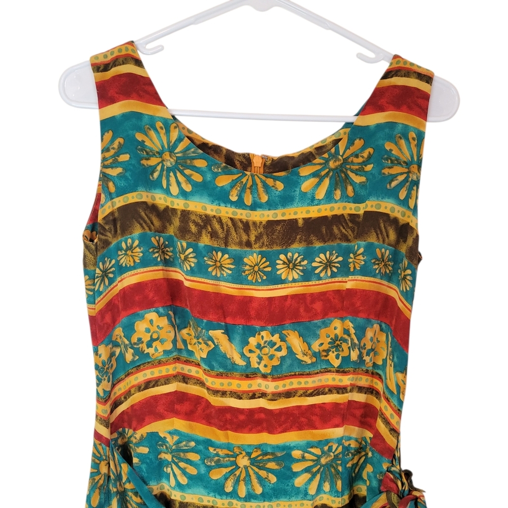 Vintage August Hale 100% Silk Printed Wrap Maxi Dress Size 12 Boho Resort - Picture 11 of 13
